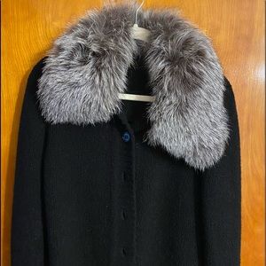 Genuine Fox Fur Collared Cardigan